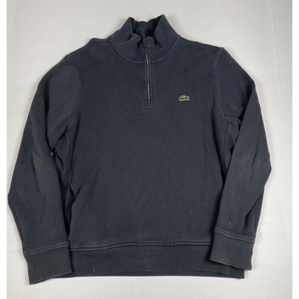 Lacoste Men's XL Quarter-Zip Pullover Sweatshirt Charcoal Gray Cotton
